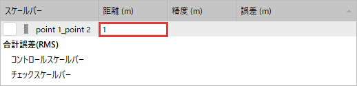 スケールバーの距離の欄に1を入れている