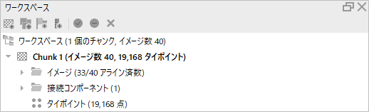 ワークスペースにタイポイント 19,168 点と出た画面
